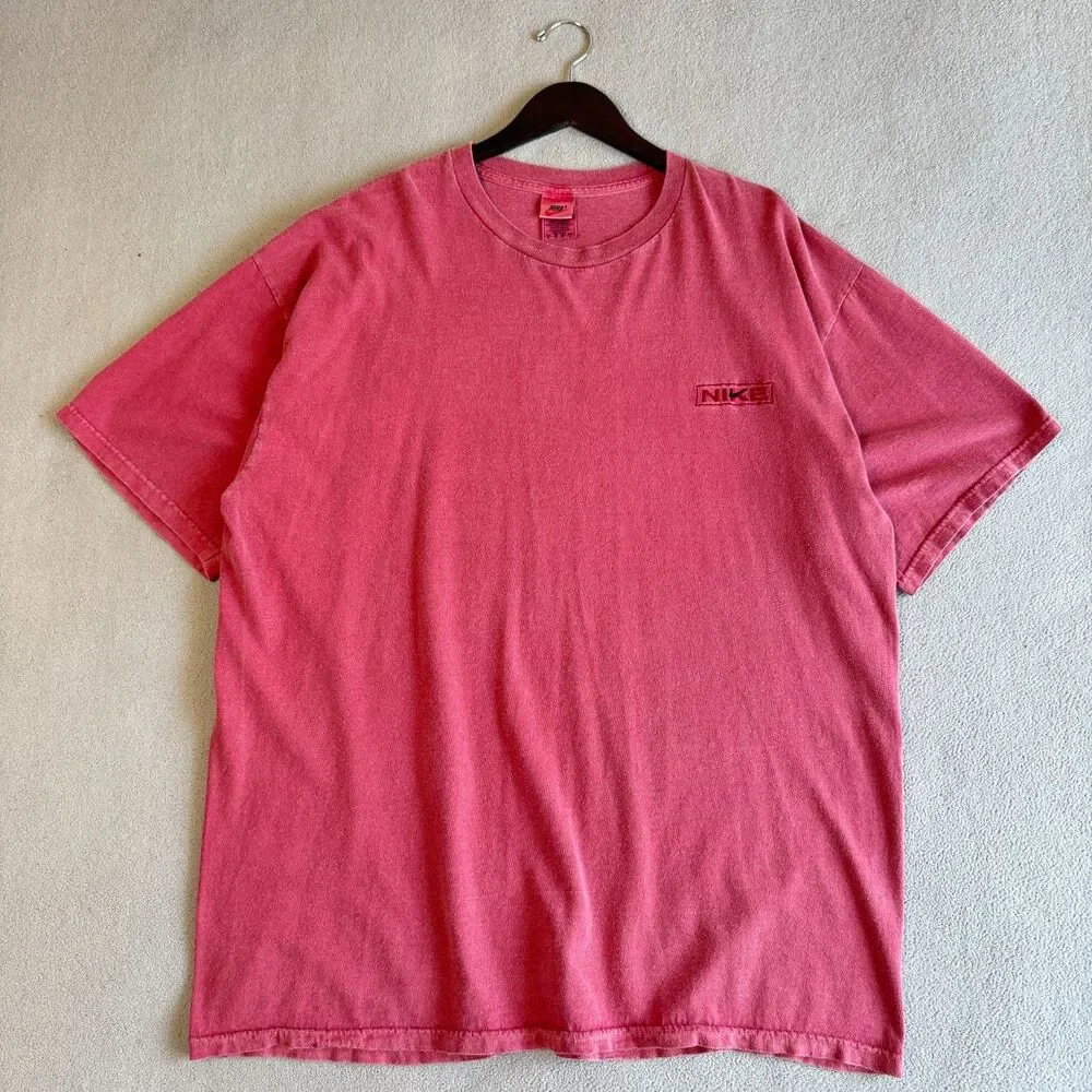 Nike Vintage T Shirt Men's XL Pink Made In USA 90s Embroidered Logo Tee